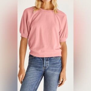 Z Supply Gianna French Terry Tee In Guava Size S